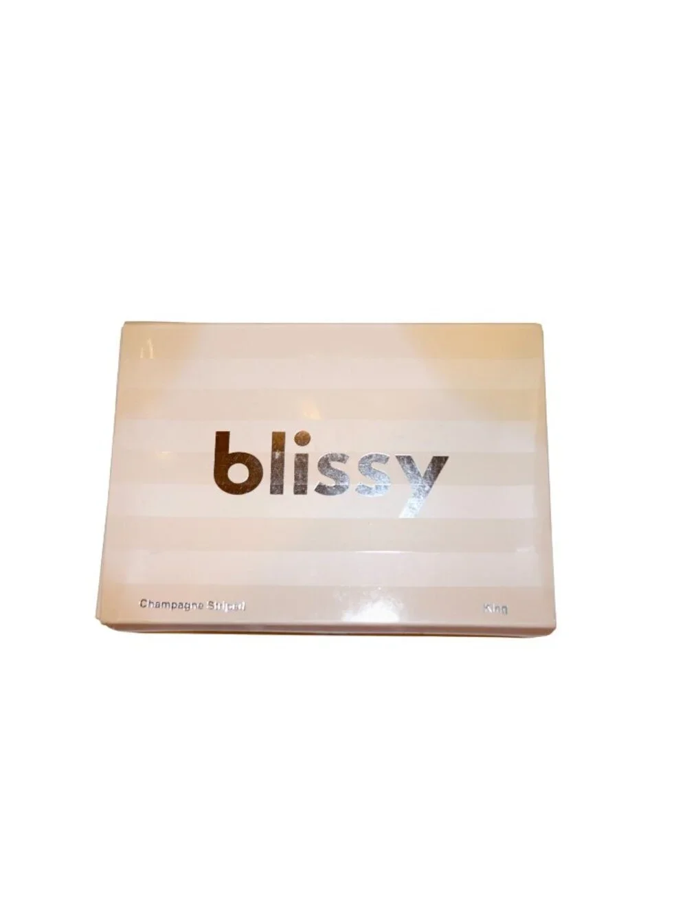 Blissy Champagne Striped King Size Pillowcase 100% Pure Mulberry Silk NEW